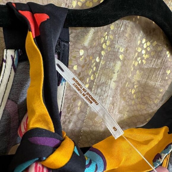 Free People Seraphina Cropped Halter Top Black Tropical Combo Small NWOT - Picture 5 of 9